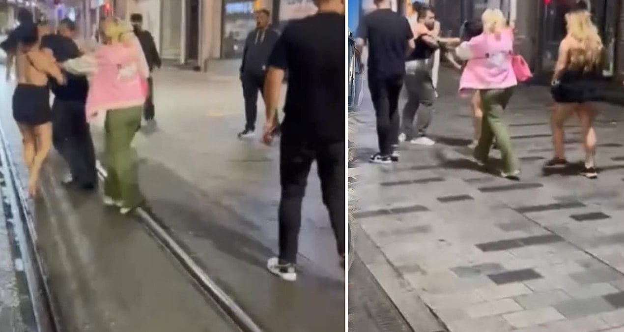 taksimde laf attin dayagi iki kadin bir erkegi evire cevire dovdu Z7HxlSOW